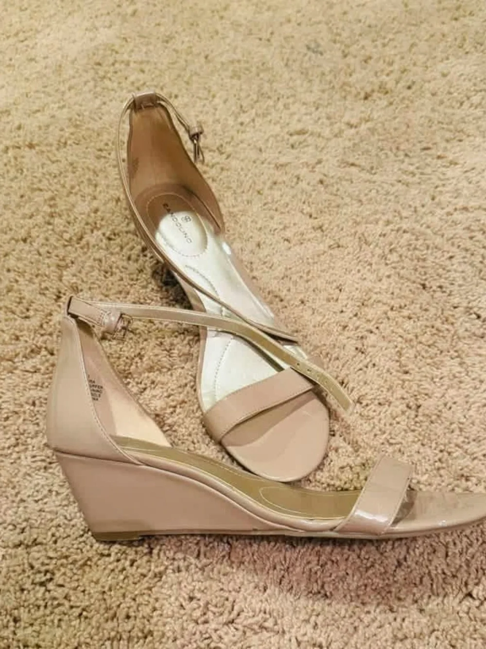 Bandolino Nude Patent Ankle-Strap Sandals